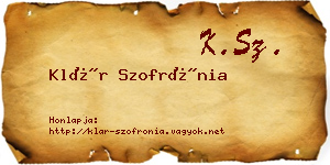 Klár Szofrónia névjegykártya